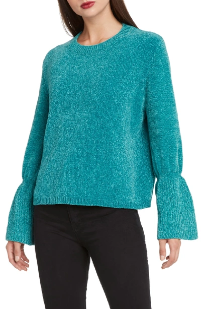 Willow & Clay Chenille Bell Sleeve Sweater In Lagoon