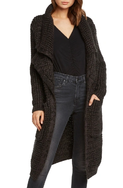 Willow & Clay Oversized Long Cardigan In Charcoal