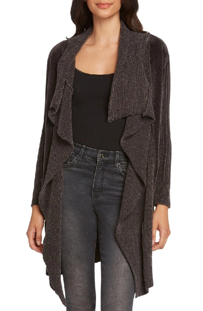 Willow & Clay Chenille Shawl Collar Cardigan In Charcoal