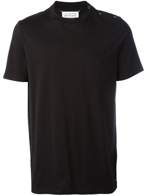Maison Margiela Snap-Detailed Cotton T-Shirt In Black | ModeSens