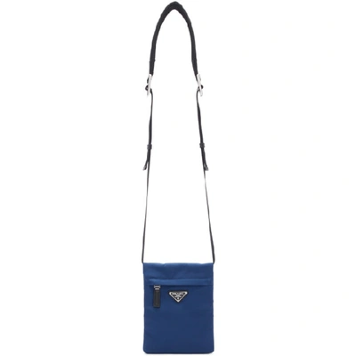 Prada Blue Nylon Fold-over Messenger Bag