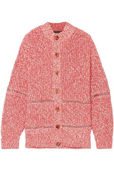 Alexander Mcqueen Woman Zip-detailed Cotton And Wool-blend Cardigan Tomato Red