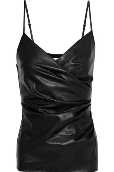 Bailey44 Spectrals Wrap-effect Faux Leather And Jersey Camisole In Black