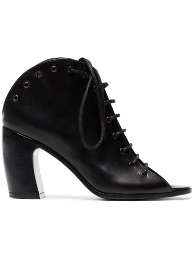 Ann Demeulemeester Black Lace Up Leather Boots
