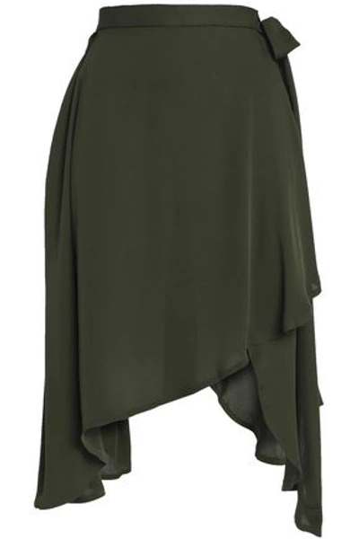 Jw Anderson J.w.anderson Woman Asymmetric Jersey Midi Skirt Army Green