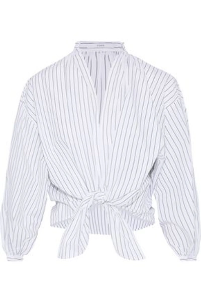 Tome Woman Pleated Cotton-poplin Blouse White