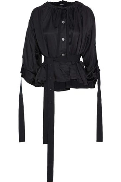 Ann Demeulemeester Woman Nanette Belted Satin Blouse Black