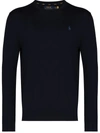 Polo Ralph Lauren Logo-embroidered Crewneck Jumper In Dark Blue