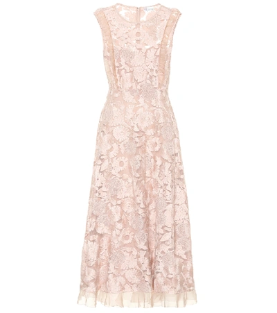 Red Valentino Lace Midi Dress In Nude