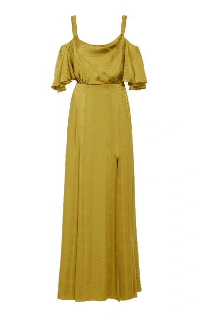 Temperley London Erika Satin Slit Dress In Yellow