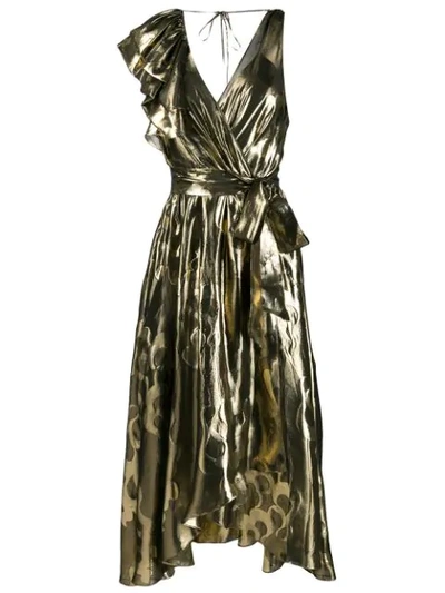 Temperley London Eda Printed Silk-blend Dress In Gold