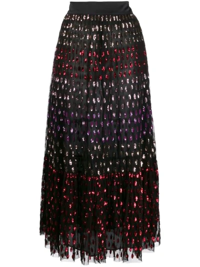 Temperley London Rainbow Sequin Midi Skirt In Black