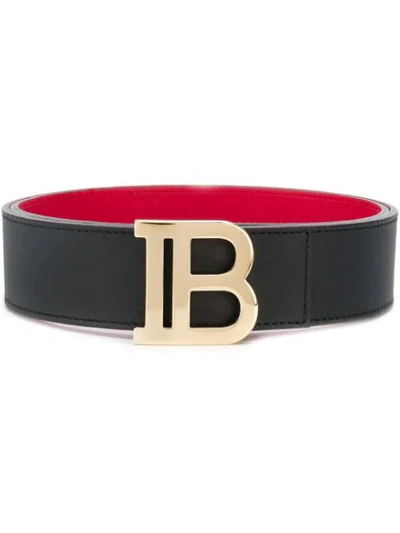 Balmain B-belt Reversible Leather Belt In Black