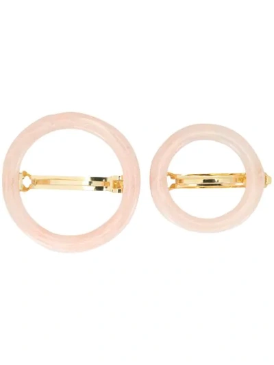 Cult Gaia Set-of-two Ria Tortoiseshell Acetate Hairclips  In Pink