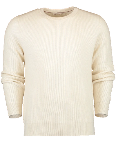 Brunello Cucinelli English Ribbed Cashmere Sweater In Ecru