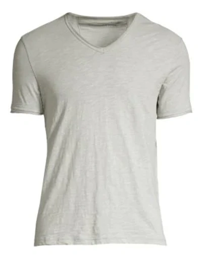 John Varvatos Slub V-neck Tee In Light Grey