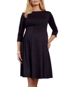 Tiffany Rose Maternity Sienna 3/4-sleeve Ponte Roma Jersey Dress In Black