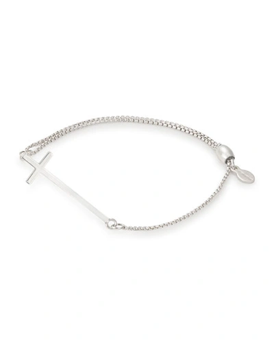 Alex And Ani Cross Pull-chain Bracelet In Silver