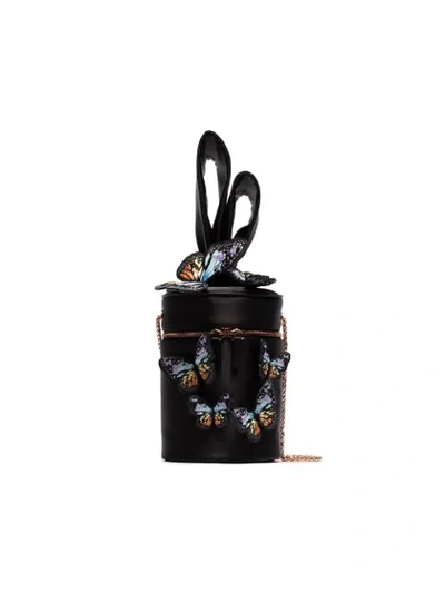 Sophia Webster Bonnie Butterfly Satin Leather Cylinder Crossbody Bag In Black/rainbow