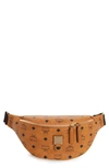 Mcm Fusten Medium Coated Canvas Belt Bag In Cognac