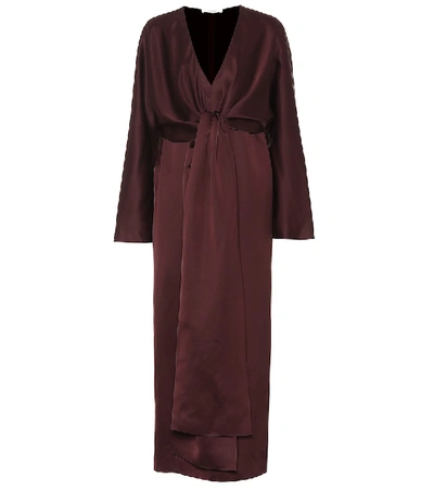 The Row Clementine Satin Wrap-front Dress In Raisin