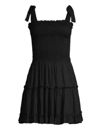 Coolchange Raegan Smocked Bodice Tiered Ruffled A-line Dress In Black