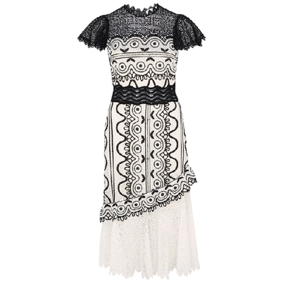 Sea Ny Lola Monochrome Guipure Lace Dress In Black And White