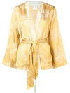 Forte Forte Sirena Belted Floral Jacquard Jacket In Yellow