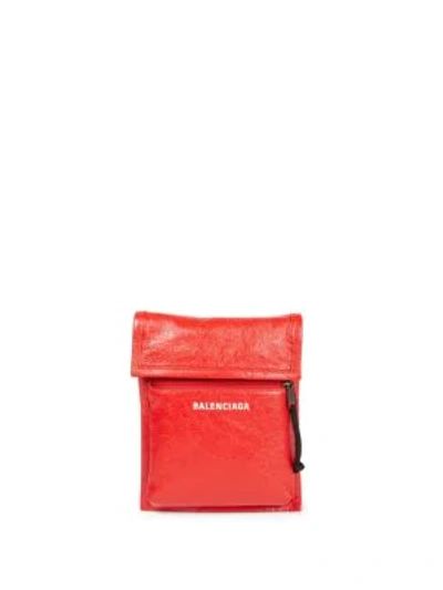 Balenciaga Arena Leather Explorer Pouch In Rouge