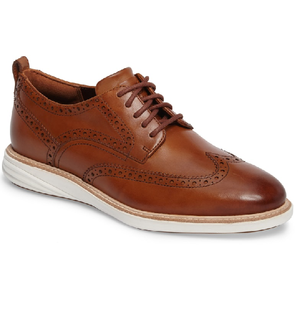 Cole Haan Grand Evolution Wingtip In British Tan/ Ivory Leather | ModeSens