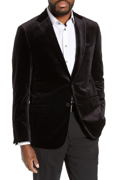 Hickey Freeman Classic B Fit Velvet Dinner Jacket In Charcoal