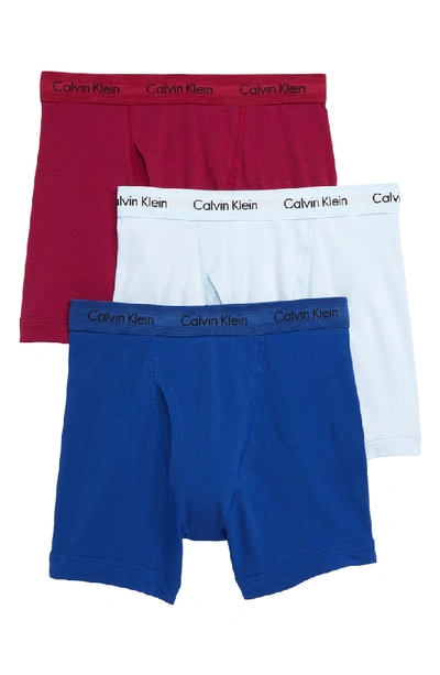 Calvin Klein 3-pack Boxer Briefs In Mazarine Blue/ Maggie/ Vent