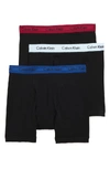 Calvin Klein 3-pack Boxer Briefs In Black W/ Blue/ Maggie/ Vent