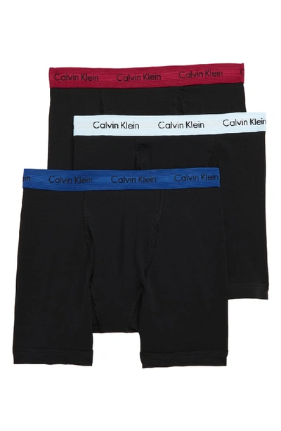 Calvin Klein 3-pack Boxer Briefs In Black W/ Blue/ Maggie/ Vent