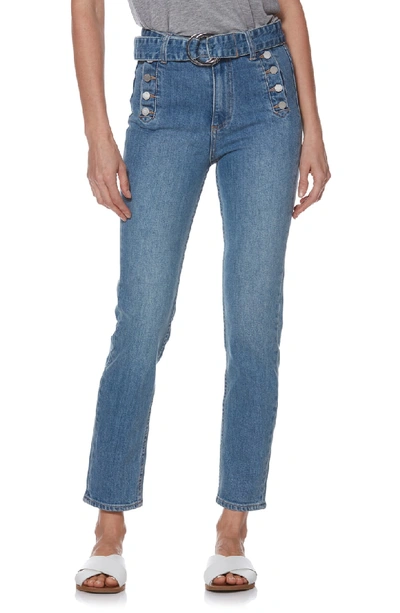 Paige Sarah Belted High Waist Slim Jeans In Porto