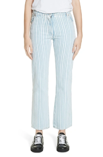 Off-white Diagonal Stripe Crop Jeans In Bleach Light