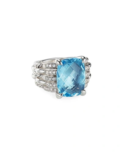David Yurman Tides Blue Topaz & Pavé Diamond Sterling Silver Ring