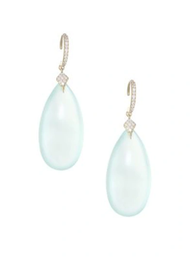 Adriana Orsini 18k Goldplated Silver, Blue Chalcedony & Cubic Zirconia Drop Earrings In Gold-plated