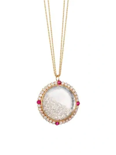 Renee Lewis 18k Gold, Diamond & Ruby Shake Pendant Necklace