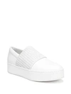 Vince Weadon Leather Knit Platform Sneakers In White