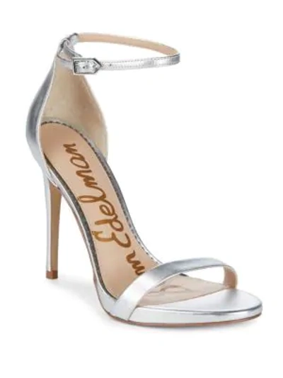 Sam Edelman Arielle Metallic Leather Sandals In Silver