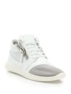 Giuseppe Zanotti Leather & Mesh Side-zip Sneakers In White
