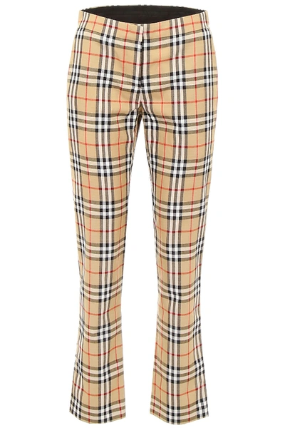 Burberry Check Hanover Trousers In Antique Yellow Chk|beige