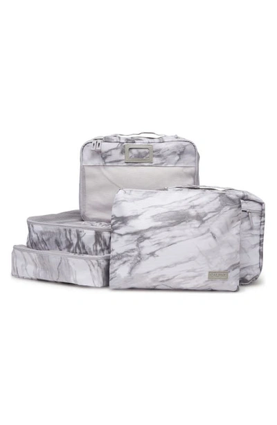 Calpak Set Of 5 Marbled Canvas And Mesh Packing Cubes In Milk Marble