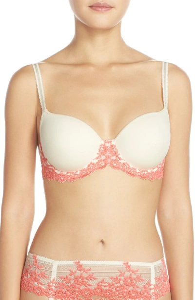 Wacoal Embrace Lace Underwire Molded Cup Bra In Bleached Denim / White