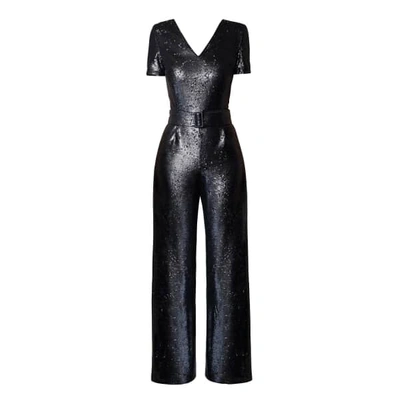 Rumour London Naomi Black Sequin Jumpsuit With V-shaped Back