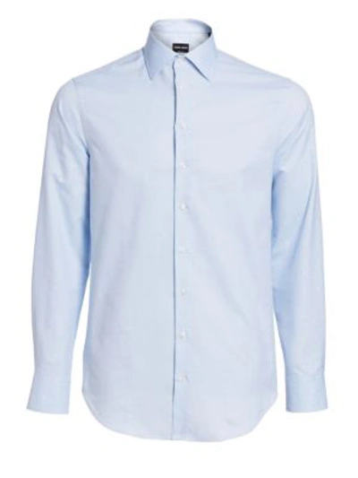 Giorgio Armani Men's Micro-stripe Cotton Dress Shirt In Periwinkle