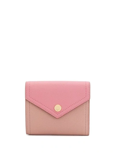 Miu Miu Two-tone Madras Leather Wallet In Pink