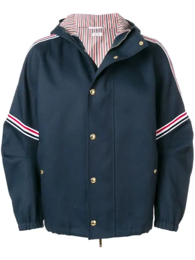 Thom Browne Articulated Oversized Mackintosh Jacket In Blue