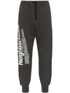 Neighborhood Logo Print Cotton Track Pants In Grey